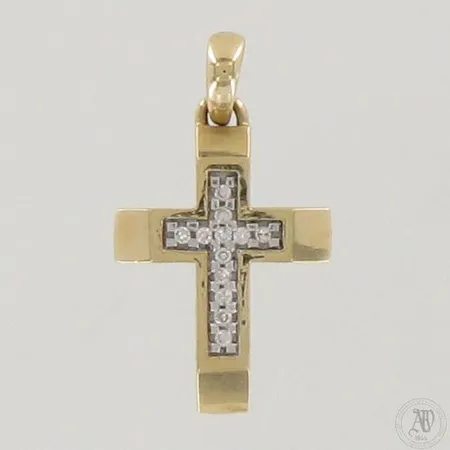 Ristiriipus timanteilla 12xn.0.005ct, korkeus 20mm ja leveys 11mm, 585,  Paino: 1 g
