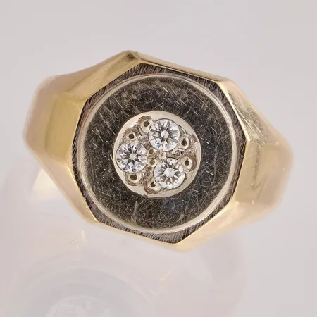 Timanttikantasormus 3xn.0.05ct, koko 18½, 585 kelta- ja valkokulta, Paino: 13,2 g