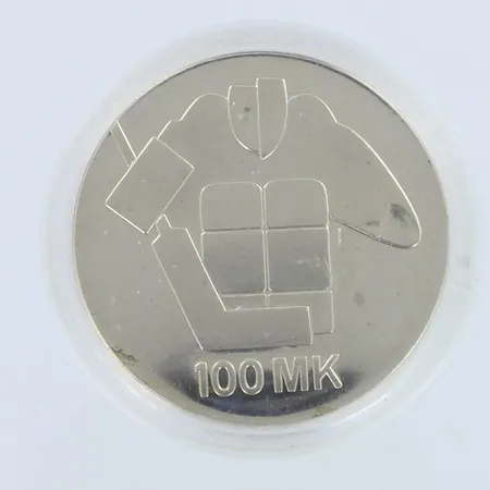 Juhlaraha, Suomi 1991, nimellisarvo 100mk, 830,   Paino: 24 g