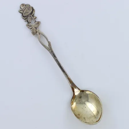 Kahvilusikka, ruusu, kaiverrettu, pituus 117mm, 830,  Paino: 10,3 g