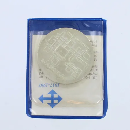 Juhlaraha, 1917-1967, nimellisarvo 10mk, 900,   Paino: 24 g