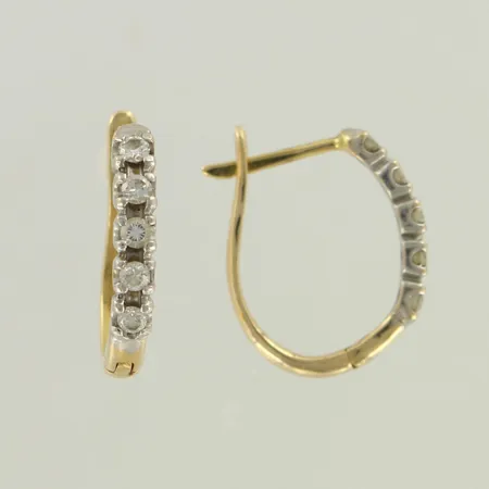 Timanttikorvakorut 10xn.0.04ct, korkeus 20mm, 585 valko- ja keltakulta,  Paino: 4,3 g