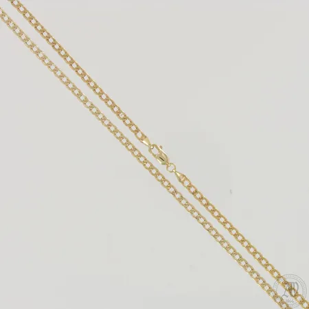 Panssarikaulaketju, pieniä käytön jälkiä, pituus 50,5cm ja leveys 3mm, tekijäleima GHA, 585,  Paino: 4 g