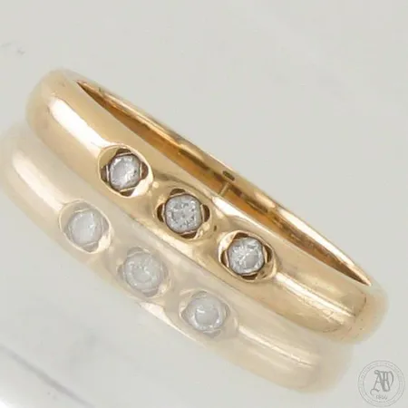 Timanttisormus 3xn.0.02ct, käytön jälkiä, koko 16½, 585,  Paino: 2,6 g