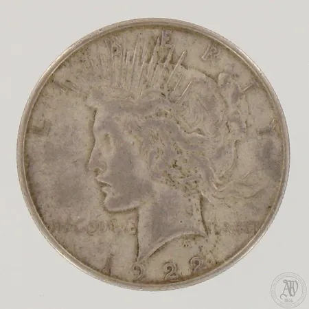 Hopearaha, 1 Dollar "Peace Dollar" 1922, USA, 900, Paino: 26,7 g