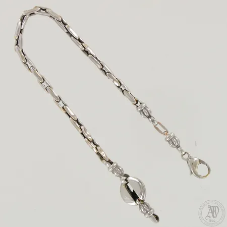 Kiviranneketju, pituus 200mm, leveys 3-12mm, 750br valkokulta,   Paino: 10,5 g