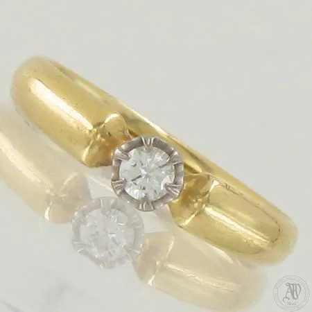 Timanttisormus 1xn.0.10ct, koko 16½, 750,  Paino: 2,8 g