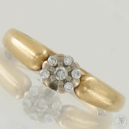 Viallinen timanttisormus 1xn.0.02ct 5xn.0.01ct, 585,  Paino: 2,2 g