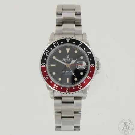 Teräsrannekello Rolex Oyster Perpetual GMT Master II, automaatti, sarjanumero L215126, reference number 16710, rannekkeen numero 78360, Ø 40mm, pituus 180mm, lisäpala 13mm, Your Rolex Oyster-kirjanen, kalenteri 1990-1991 ja laatikko. Lasissa ja rannekkeessa pientä jälkeä. 
