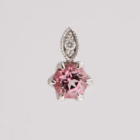 Kiviriipus timantilla 1xn.0.01ct, riipuksen korkeus 8mm, 585br valkokulta,  Paino: 0,4 g