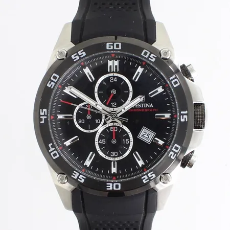 Teräsrannekello, Festina Sport, F20330, quartz; paristo loppunut, rungon Ø 47mm, rannekkeen pituus 170-225mm, laatikko  