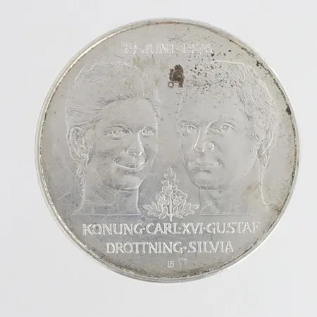 Hopearaha, 50 Kronor - Carl XVI Gustaf (Royal Wedding), 925,  Paino: 27,1 g