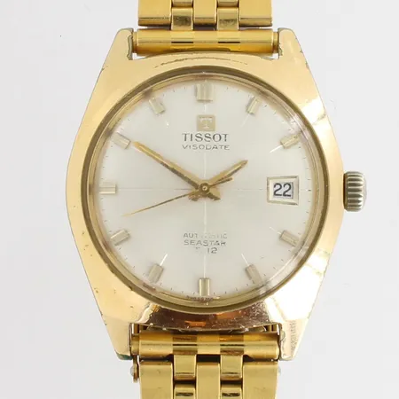 Teräsrannekello Tissot Visodate Automatic Seastar T-12, lasi viallinen, käytön jälkiä, rungon Ø35,5mm, rannekkeen pituus 200mm, ranneke ei alkuperäinen