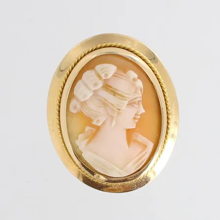 Camee-rintaneula riipuslenkillä, korkeus 33mm, 585br,   Paino: 5,6 g