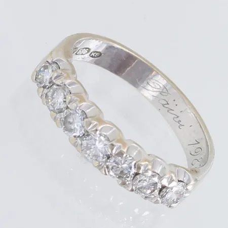 Timanttisormus 7xn.0.06ct, kaiverrettu, koko 16, 585 valkokulta,  Paino: 2,8 g