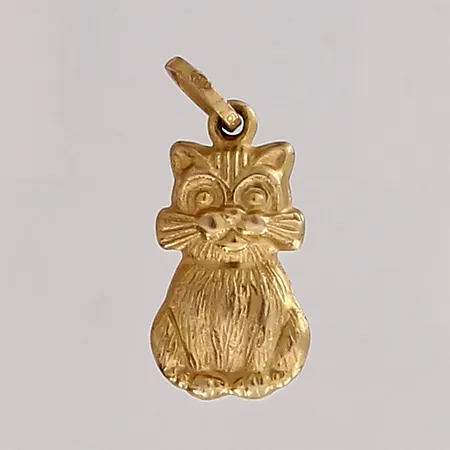 Kissa riipus, korkes 21mm, 585,  Paino: 0,6 g