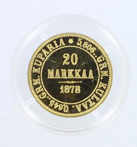 Replika, 20 markkaa, 1878, 925,  Paino: 6,3 g
