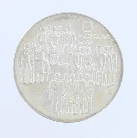 Juhlaraha, Itsenäinen Suomi 60 vuotta, nimellisarvo 10mk, 1917-1977, 500, Paino: 21,3 g