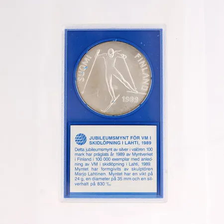 Juhlaraha, Lahti MM 1989, nimellisarvo 100mk, 830, Paino: 24 g