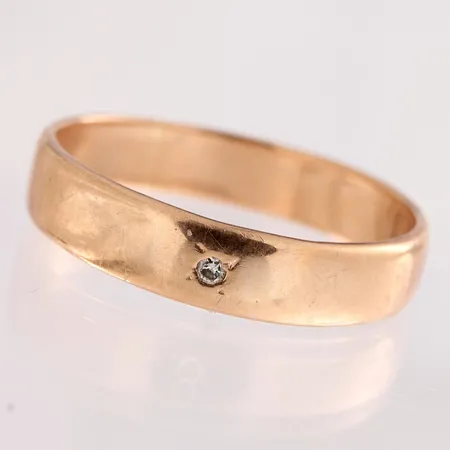 Timanttisormus 1xn0.01ct, käytön jälkiä, koko 19¼, ei leimaa, 585, Paino: 3,5 g