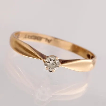 Timanttisormus 1xn.0.11ct, kaiverrettu, koko 17¼, 585, Paino: 1,6 g
