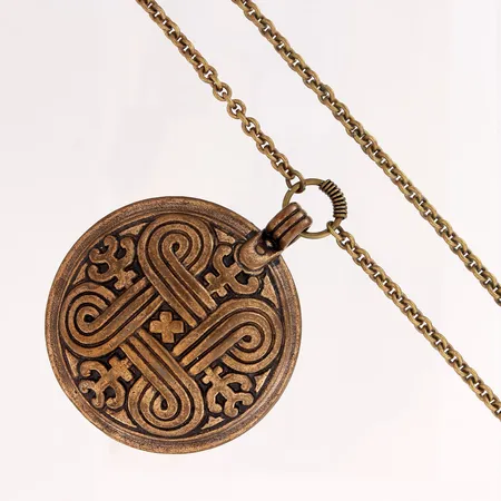 Kaulakoru, Kalevala Koru, Hannunvaakuna, ketjun pituus 84cm, riipuksen korkeus 70mm, pronssia