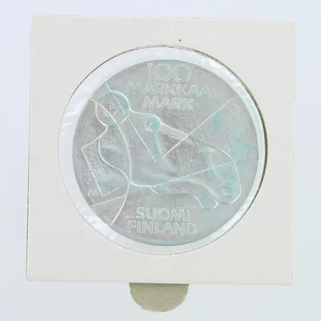 Juhlaraha, Ateneum 1989, nimellisarvo 100mk, 925,  Paino: 24,2 g