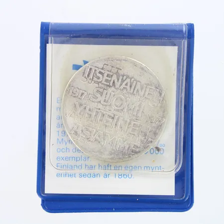 Juhlaraha, Itsenäinen Suomi 60 vuotta, nimellisarvo 10mk, 1917-1977, 500,  Paino: 21,8 g