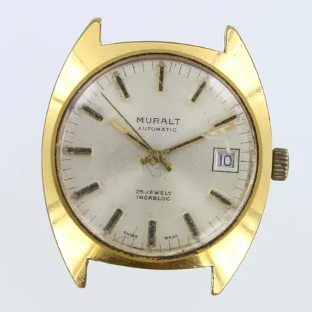 Teräsrannekello Muralt, automatic, 25 jewels, incablos, swiss made, rungon Ø34mm, lasi viallinen, ei ranneketta, 