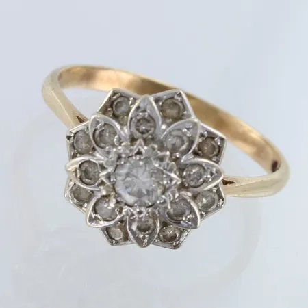 Timanttisormus 1xn.0.14ct 16xn.0.01ct, koko 19¼, 585,  Paino: 3,9 g