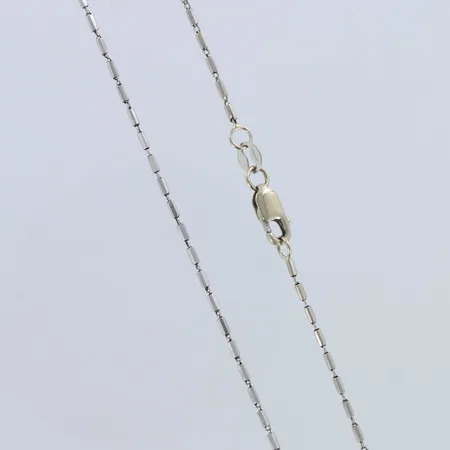 Kaulaketju, pituus, leveys 1mm,pituus 43cm, 585 valkokulta,  Paino: 2,9 g