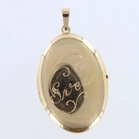 Medaljonki, kaiverrettu, korkeus 50mm, 585br,  Paino: 8,5 g