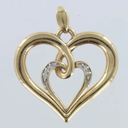 Sydän-riipus timanteilla 7xn.0.005ct, korkeus 26mm, 375,  Paino: 0,9 g