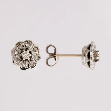 Timanttikorvakorut 2xn.0.05ct 16xn.0.01ct, Ø 8mm, 750 valkokulta,  Paino: 1,9 g