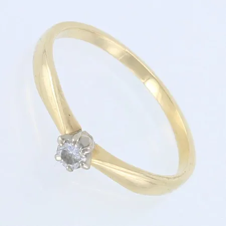 Timanttisormus 1xn.0.09ct, koko 18¼, 585,  Paino: 2 g