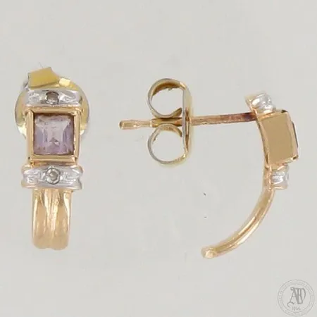 Kivikorvakorut timanteilla 4xn.0.005ct, korkeus 12mm, leimaamaton, 585br,  Paino: 1,8 g
