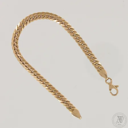 Panssariranneketju, pituus 190mm ja leveys 5mm, painaumia, 585,  Paino: 6,3 g