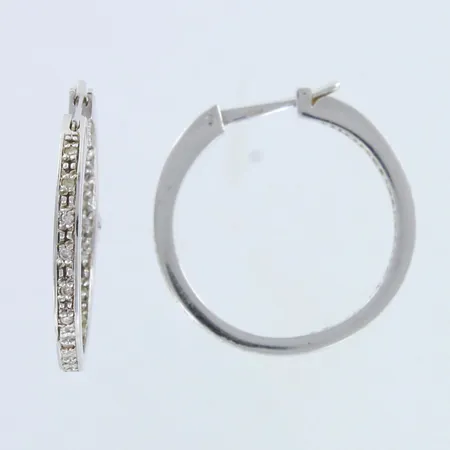 Timanttikorvarenkaat 32xn.0,005ct, Ø 23mm, 585 valkokulta, 585,  Paino: 5,3 g