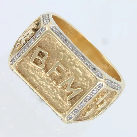Kantasormus B.F.M timanteilla 62xn.0.005ct, koko 19, 585,  Paino: 17 g