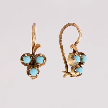 Turkoosikorvakorut, korkeus 17mm, 585br,  Paino: 1,5 g