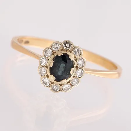 Sinisafiirisormus timanteilla 12xn.0.005ct, koko 19, 750br, Paino: 2,4 g