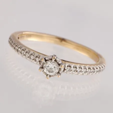 Timanttisormus 1xn.0.09ct ja 20xn.0.005ct, koko 15, 585,  Paino: 1,6 g