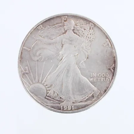 Hopeadollari, "American Silver Eagle", 1991, 999,  Paino: 31,1 g