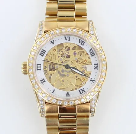 Teräsrannekello Croton, Skeleton, Automaatti, taulun Ø 36mm, rannekkeen pituus 190mm, 448-999, todistukset, uuden veroinen, laatikko