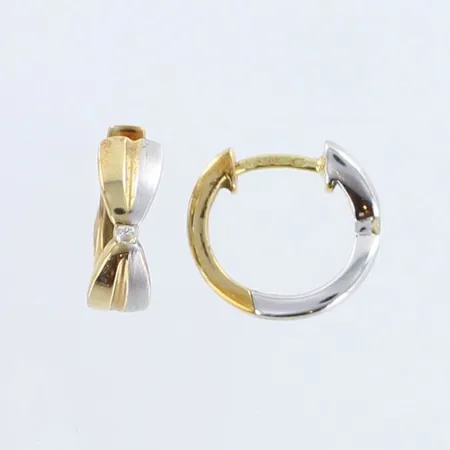 Timanttikorvakorut 2xn.0.02ct, Ø 13mm, 585 kelta- ja valkokulta,  Paino: 3,3 g