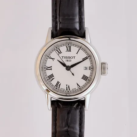 Teräsrannekello, Tissot, Carson, quartz, rungon Ø 30mm, ref.T0852101601300, sr.12JA0626063, nahkaranneke, laatikko ja takuukortti