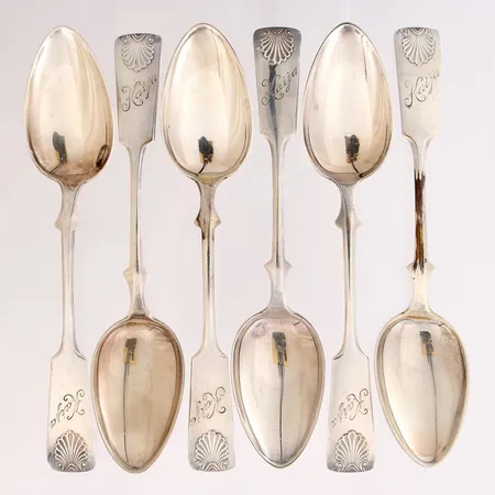 Kuusi ruokalusikkaa, kaiverrettu, Musla, pituus 168mm, 813, Paino: 177,4 g