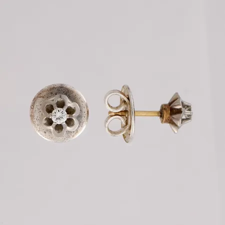 Timanttikorvakorut 2xn0.05ct, Ø 7mm, 585br, taustat 925, Paino: 2,9 g