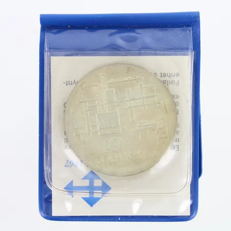 Juhlaraha, Suomen itsenäisyyden kunniaksi 1917-1967, nimellisarvo 10mk, 900,  Paino: 23,8 g