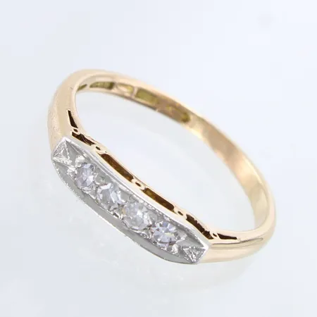 Timanttisormus 4xn.0.03ct, koko 16½, 585 kelta- ja valkokulta,  Paino: 2,1 g